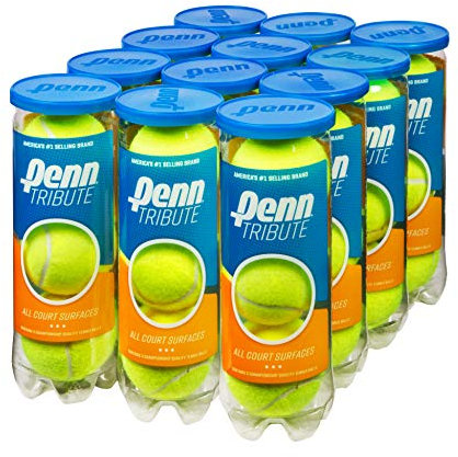 Penn Unisex – Erwachsene Tennis Tribute All Courts Filz, Druck-Tennisball, 12 Dosen, 36 Bälle, Optisches Gelb, Cans