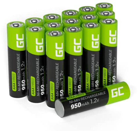 GREEN CELL Akku 950 mAh 1.2V [16 Stück] Batterien AAA Micro NI-MH Akkubatterien sofort einsatzbereit, Starke Leistung, geringe Selbstentladung, wiederaufladbare Akku Batterie, ohne Memory-Effekt