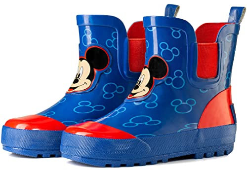Disney Topolino e Minnie Mouse Mid Height Easy Slip-on Stivali in gomma impermeabili – Ragazzi e ragazze – molte taglie, Blu, 33 EU