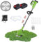 24V Cordless Strimmer Lawn, Garden Strimmers Electric Telescopic, Weed Grass Trimmer with Battery Li-Ion X2 90° Adjustable Head Telescopic Handles for Yard and Garden Green