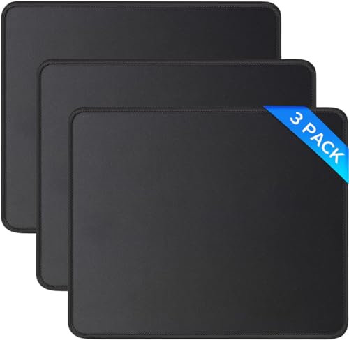 JIKIOU Mouse Mat, 3 Pack Stitched Edges Gaming Mouse Pad Mat Smooth Comfortable Touch Textured Surface with Non-Slip Rubber Base