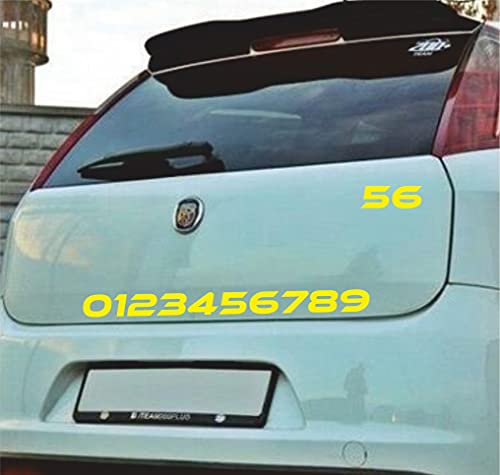 Aufkleber Nummern Tuning Gara für Auto, Motorradhelm, Zubehör, Vinyl, Farbe wählbar Artikelnummer 0045 (Gelb)