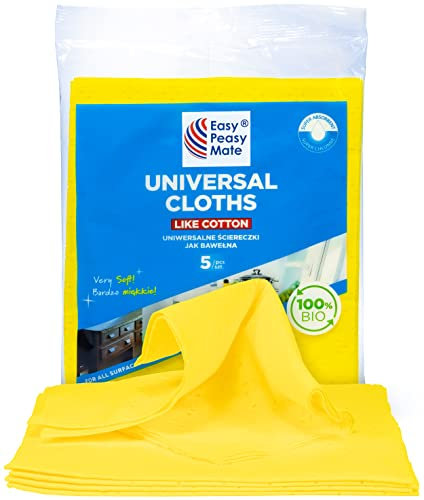Universal Reinigungstücher, 5 Stück Mehrzweck-Tücher; Schwamm-Tuch Sanft wie Baumwolle | Waschmaschinenfest, Extrem saugfähig, 100% biologisch abbaubar & schnelltrocknend