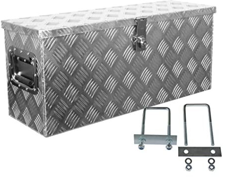 Truckbox D057 + inkl Montagesatz MON4002 Deichselbox, Werkzeugbox, Alu Riffelblech, Transportbox, Alu Transportkiste, Anhängerkiste ca. 54 Liter