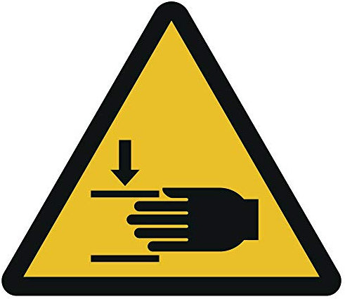 Prolac Selbstklebende Warnaufkleber - Warnung vor Handverletzungen W024, 100 Etiketten selbstklebend, Stickers Made in Germany, Ettiken selbstklebend, 25 mm