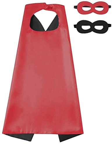 Playcrate Kids Superhero Cape Mask Set - Hero Costume Fancy Dress Cosplay - Party Dress Up Supplies for Boys & Girls (Black)