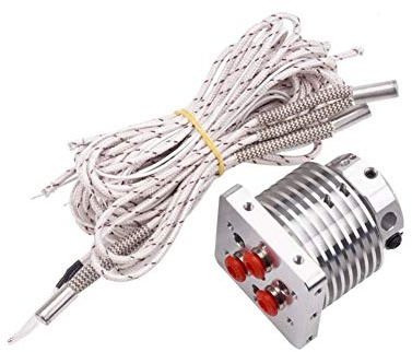 Druckerteile 3D-Drucker Multi-Extrusion 3 in 1 Out Hotend Extruder Full Kit Multi Color Nozzel Hot End 0.4mm/1.75mm Filament für PLA ABS Ersatzteile (Größe: 24V) (Size : 24V)