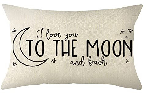 Ogiselestyle I Love You To The Moon And Back Lendenwirbel-Kissenbezug, 30,5 x 50,8 cm, Bauernhaus-Kissenbezug, Dekoration für Sofa, Couch