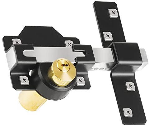 Barn Door Lock, 2, Fence Gate Lock, Double Sided Gate Latch, Door Lock for Wooden Garden Gate with 5 Keys