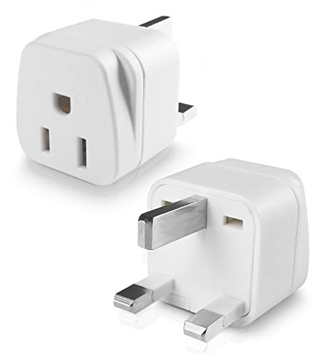 US to UK Plug Adapter,US UK Adapter,American to UK Plug Adapter Canada Mexico Japan to British Grounded Converter Power Adaptor (2 Pack White)