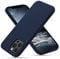 CALOOP Slim-Fit for iPhone 12 Pro Max Case,Skin Soft Liquid Silicone,Sturdy Shockproof Hard Frame Cover with Anti-Scratch Microfiber Lining,Robust Full Protection for Screen and Camera(Navy Blue)