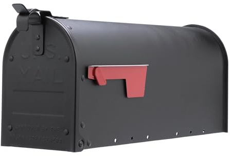 Architectural Mailboxes Admiral Medium Capacity, Aluminum Post Mount Mailbox, Textured Black