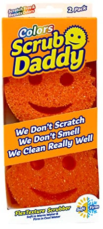 Scrub Daddy Colors, Sponge Scrubber Multipack, Dish Sponges for Washing Up, Texture Changing Non Scratch Scourers, Cleaning Products for Kitchen & Bathroom, Odour Resistant, Dishwasher Safe, Pack of 2