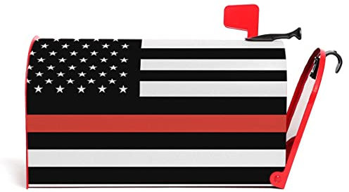Numland Thin Red Line USA Flagge Honor Memories Briefkasten-Abdeckung, magnetisch, UV-Schutz, 100 % Polyester, Standardgröße: 45,7 x 53,3 cm, Oxford-Garten, Briefkasten-Abdeckung