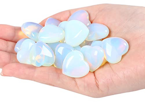 XIANNVXI 10 PC Opal Kristalle Steine Herz Stein Liebe Heilung Kristall Edelsteine Set Poliert NatüRliche Glückssteine