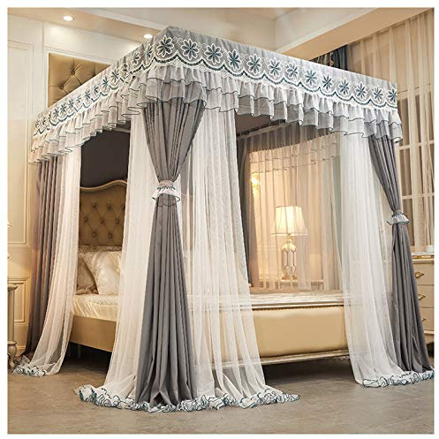 FBITE Himmelbett-Vorhänge, 4 Eckpfosten-Betthimmelnetz, Himmelvorhang, Prinzessinnen-Stil, Moskitonetz, Bettvorhang, Netz, Heim-Schlafzimmer-Dekoration (Größe: 200 x 220 cm)