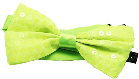 TrendandStylez Pailletten Fliege, neongelb, 9 x 12cm, verstellbar, für Damen und Herren, Glitzer Accessoire, Fliege für Karneval