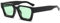 JCTAIFOO Vintage Rechteck Sonnenbrille für Damen Herren Retro Rechteckig Chunky Quadrat Große Dicke Frame Brille (Schwarz/Grün)