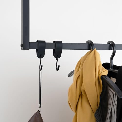 Home Deluxe - S-Haken SHAPE - 20 Stück, Schwarz, 11 x 3 x 4cm, Eisen mit PU- Leder, inkl. Doppelnaht I Kleiderhaken Kleiderbügel Garderobenhaken Kleideraufhänger