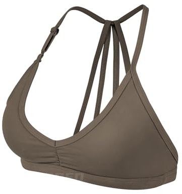 YEOREO Sport BH Damen Abnehmbare BH Träger Geschrumpft Top Gepolstert Rückenfrei Fitness Bra Sport Top mit Mittlerem Halt Coffee XL