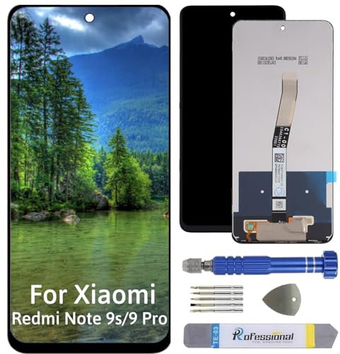 Int'x Pantalla para Xiaomi Redmi Note 9S Redmi Note 9 Pro M2003J6B2G Pantalla LCD Reemplazo Pantalla Táctil con Herramienta Negro Alta Calidad
