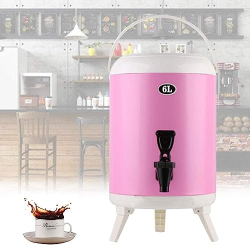 ANSNOW Stainless Steel Insulated Beverage Dispenser, Home Kitchen Hot Water Barrel with Handle for Party BBQ Family Gathecamping/Pink