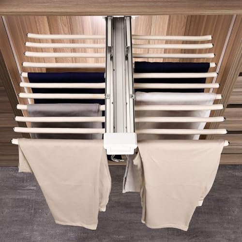 Nisorpa Hosenbügel Ausziehbarer Hosenhalter aus Stahl, Multifunktionale Hosenständer mit 22 Arme, Hosenauszug Platzsparend, Hose Rack mit Silent Dämpfer (Beige)