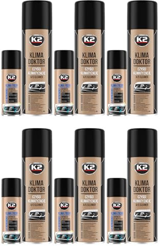 K2 Kit Limpiador Aire Acondicionado Higienizante A/C Pack de 6 - Limpieza y Desinfeccion Eliminador Olores - Limpia y Refresca - Antibacteriana Aroma Limon