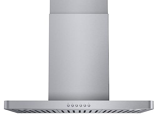 ONEEON 30 Range Hood - 900 CFM Stainless Steel Wall Mount Kitchen Exhaust with 4 Speed Fan, LED Lights, Push Button, Ultra-thin Body, Chimney Style Stove Vent Hood & Ducted Exhaust Vent