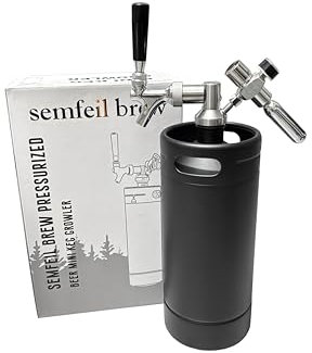 Mini-Fass Growler Kohlensäure-Bierzapfsystem, 304 Edelstahl, Druckluft-Bierspender-System, tragbares Bierspendersystem, Bastel-Bierfass-Geschenk für Männer, Bierliebhaber, 3,6 l