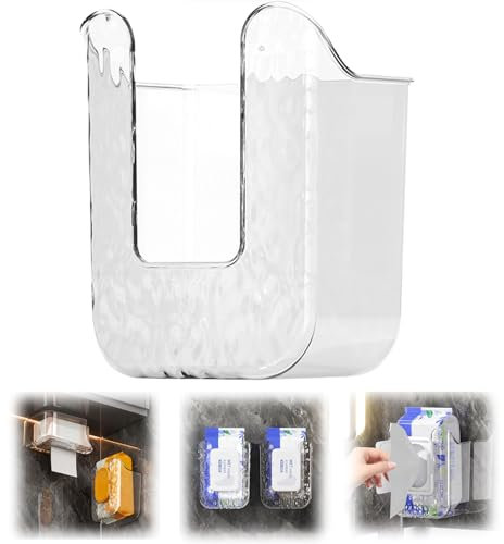 Boîte de Rangement pour lingettes de Cuisine, Porte-Papier Toilette Mural Auto-adhésif sans Perforation, boîte de Rangement pour lingettes humides, Facile d'accès (White)