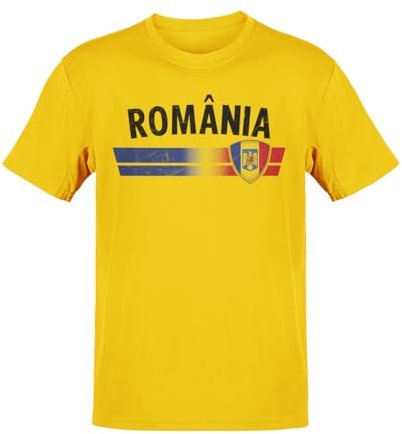 Alsino EM Fan Shirt Rumänien Europameisterschaft 100% Baumwolle T-Shirt Rundhals Fanartikel Alle Größen Herren Damen Fan-Shirt, Größe wählen:M, Land wählen:Rumänien