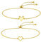 Dochais 14K Gold Herz Armband Damen, Verstellbares Silber Passende Liebe Freundschaftsarmband, Geschenk zum Geburtstag, Jugendweihe - Perfekt für Frauen, Mädchen