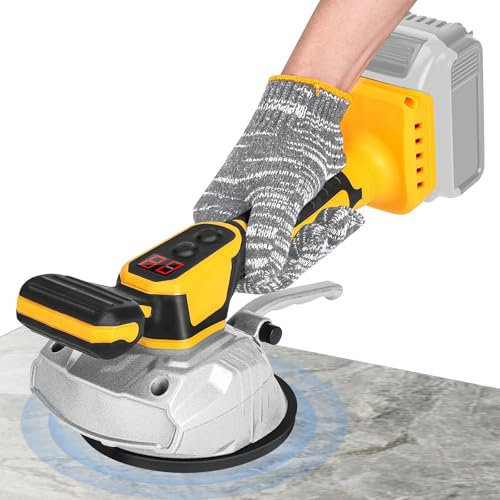 Machine de carrelage 50kg, Vibreur Carrelage Manuel Machine Compatible avec Dewalt 20V Akku, 8 Vitesses Réglable, Tile Vibrator de Carreleur Capacité d'Adsorption, Machine à Carrelage 130mm
