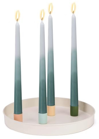 Kerzenhalter Kerzenständer aus Metall mit 24,9 cm rundem Sockel und 4 Bonbonfarbenen Haltern für Tischdekoration oder Fantasie-Sommer-Party, Hochzeitsdekoration