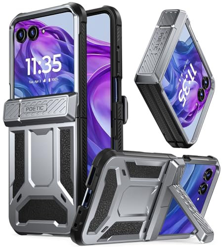 POETIC Spartan Schutzhülle für Motorola Moto Razr 50 Ultra 2024, Standfunktion, Scharnierschutz, Ganzkörper-Schutzhülle, stoßfest, mit Ständer, metallisches Rotguss