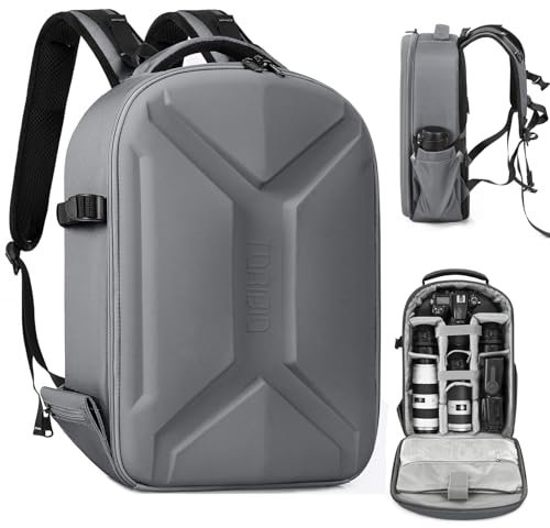 OUUTMEE Camera Backpack Hard Shell, Hard Case Photography backpack Large DSLR Camera Bag Case, Waterproof Hardcase Camera Backpack (Grey)