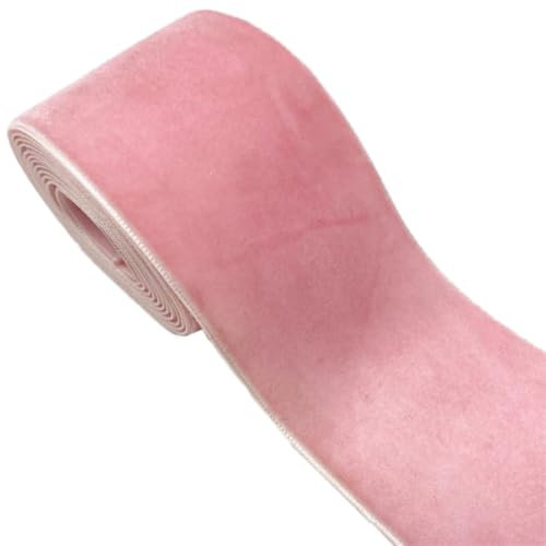Wambere 2 Yards x 5cm Einseitiges Samtband Schleifenband Bogenband Schmuckband Geschenkband Dekoband Zierband für DIY Handwerk Hochzeit Geburtstag Party Weihnachten Geschenkverpackung,Rosa