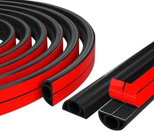 1M Cable Trunking, Half Round Cable Cover, Self-Adhesive Wire Cover, Self-Adhesive Cable Tidy, Decorative Wire Hider, 1-Meter Cable Organizer, for Cable Management Wires on Wall Floor (black)