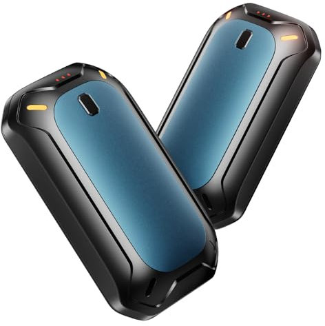 coldSky 2 Stück Handwärmer wiederaufladbar, elektrischer Handwärmer, doppelseitig, tragbar, wiederverwendbar, 12 maximale Heizzeit, Taschenhandwärmer Blau