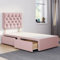 ComfoRest - Stylish 3FT Single Divan Bed with 24 Chester Headboard & 2 Spacious Drawers | Elegant Frame with Storage and a Sturdy Base (Pink Plush)