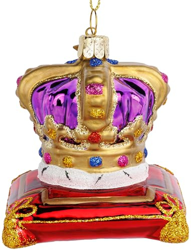 SIKORA Britische Krone besondere Weihnachtskugel Glas Christbaumschmuck Deko Figur Weihnachten Anhänger Ornament - Trend Line - BS010