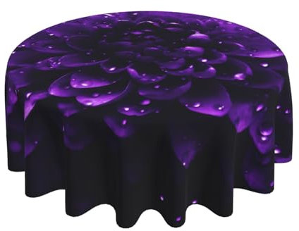 ULKMFFCF Schöne lila glitzernde Tischdecke, rund, 152,4 cm, waschbar, Stoff-Tischdecke für Küche, Esszimmer, Partys, Hochzeiten, Festivals