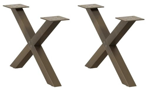 vidaXL Couchtischbeine X-Form 2 STK. Naturstahl 60x(30-31) cm Stahl, Tischbein, Tischbein Metall, Esstischbein, Möbelbein, Schreibtischbein