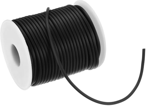 M METERXITY Cavo In Gomma Tubolare Cavo, 27.3 Iarde 3mm Filo Elastico Con Foro Da 1.5mm Fili Elastici Per Parrucchieri Per Creazione Di Gioielli/DIY Artigianato/Collane/Braccialetti [Nero]