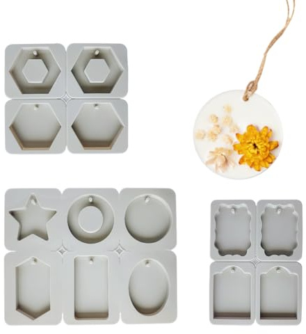Zzcy 3 Stück Seifenformen Silikon Set, Seifenform Silikonform Für Seife, Wachs & DIY Basteln, Mehrere Cavities mit Loch 10 Motive zum Aufhängen(Leicht zu Entformen Grau)