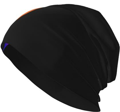 WHJWZY Modische Strickmütze für Erwachsene, bequeme und stilvolle Mütze für alle Jahreszeiten, mit tanzenden Flammen bedruckt, Schwarz, Schwarz, Einheitsgr��e