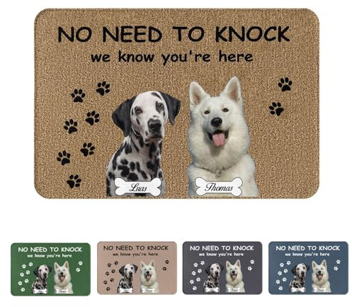 Paillasson personnalisé pour chien - Tapis de bienvenue personnalisé pour animaux de compagnie - Tapis pour chiens rigolos - Cadeaux pour les amoureux des animaux - Tapis de chenil personnalisé
