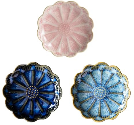 FENGQQKJ Jewellery Trays, Ceramic, Flowers, Jewellery Bowl, Decoration, Tray, Porcelain Jewellery Plates Set, Jewellery Holder for Rings, Earrings, Necklaces, Lipsticks, Pink and White