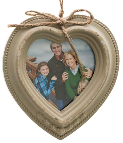 Grafelstein 6tlg. Hängebilderrahmen HERZ antik braun shabby Holz in Herzform Hochzeit Gastgeschenk
